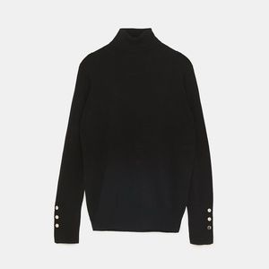 Zara Knit Turtleneck Sweater w/ Metallic Buttons
